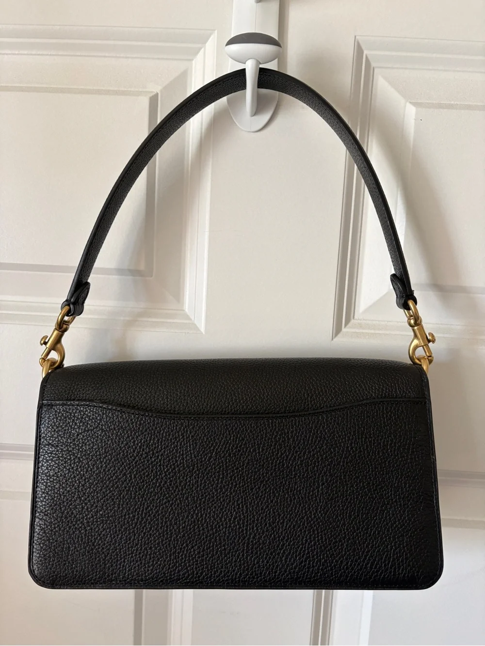 Coach Tabby 26 Black Pebbled Leather Shoulder Bag with Gold C Clasp
